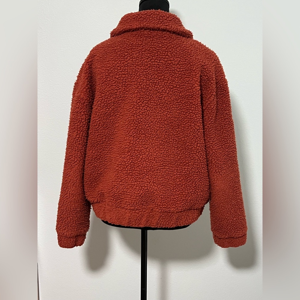 BAGATELLE NYC Rust Teddy Faux Fur Zip Front Jacket - L - Picture 3 of 6